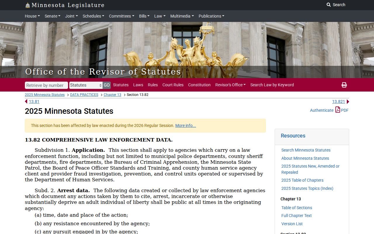 Itasca County arrest warrant index confidentiality and public arrest data under Minnesota law